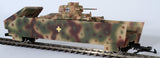 G-Gauge Model Trains- G Panzer #225043 German Armored Panzer Train :Somua" Tank Transport Wagon Rail Car - Summer Camo