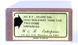 HO Brass Model Trains - W&R 10,000 Gallon High Walkway, Two Dome Tank Car, Made in Korea - Unpainted